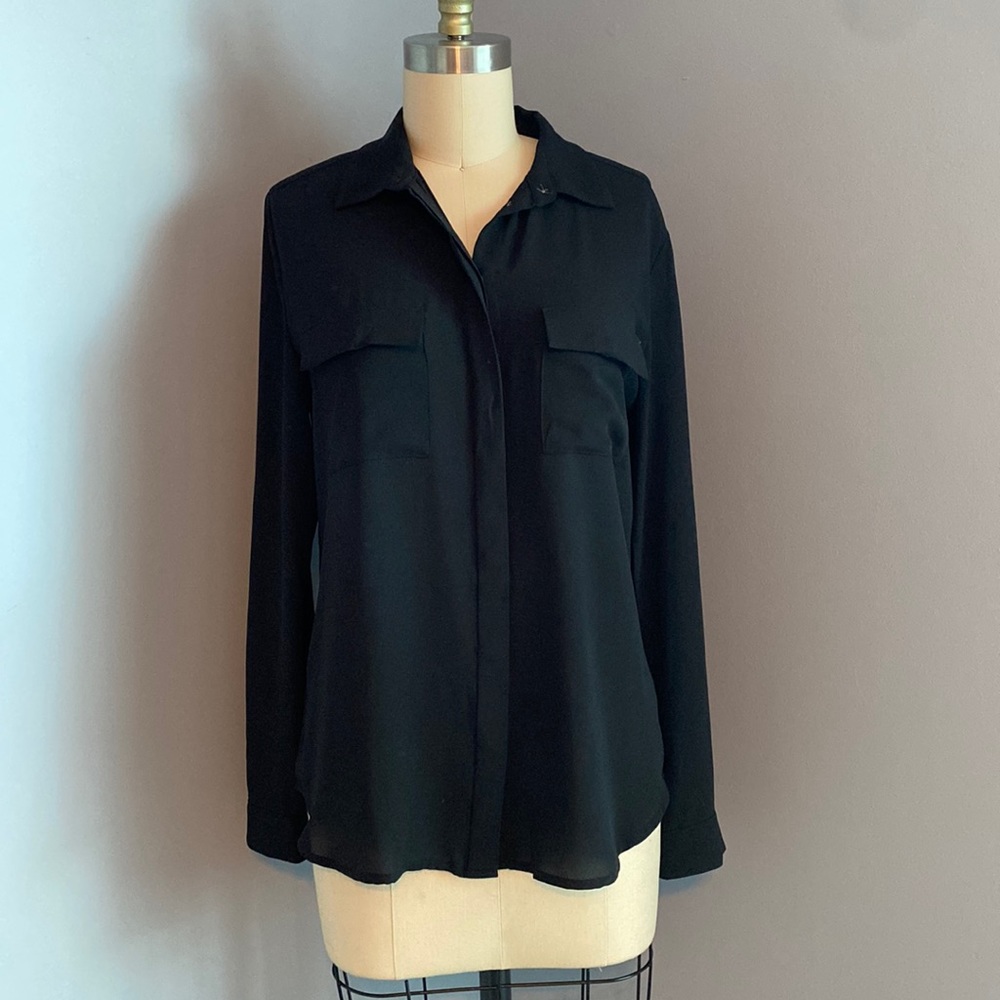 Loft black button up size S